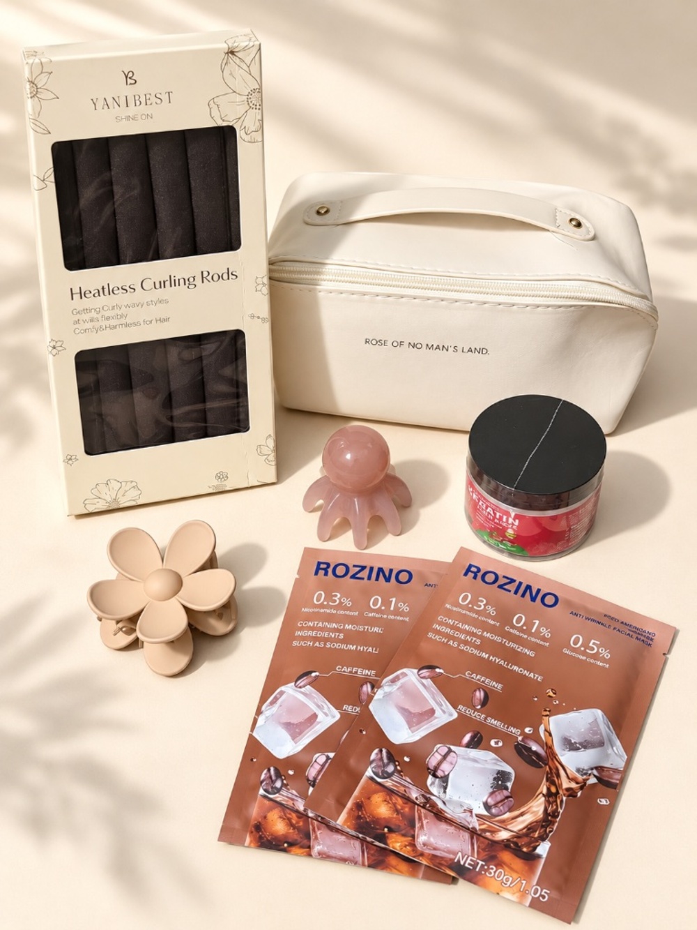 Beauty & Self-Care Bundle | Heatless Curlers, Cosmetic Bag & Masks- NWOT